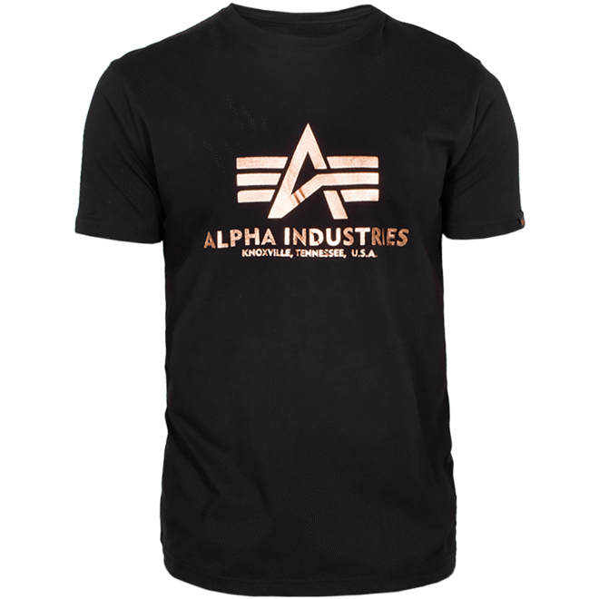Levně Alpha Industries Tričko Basic T-Shirt černá | zlatá 3XL